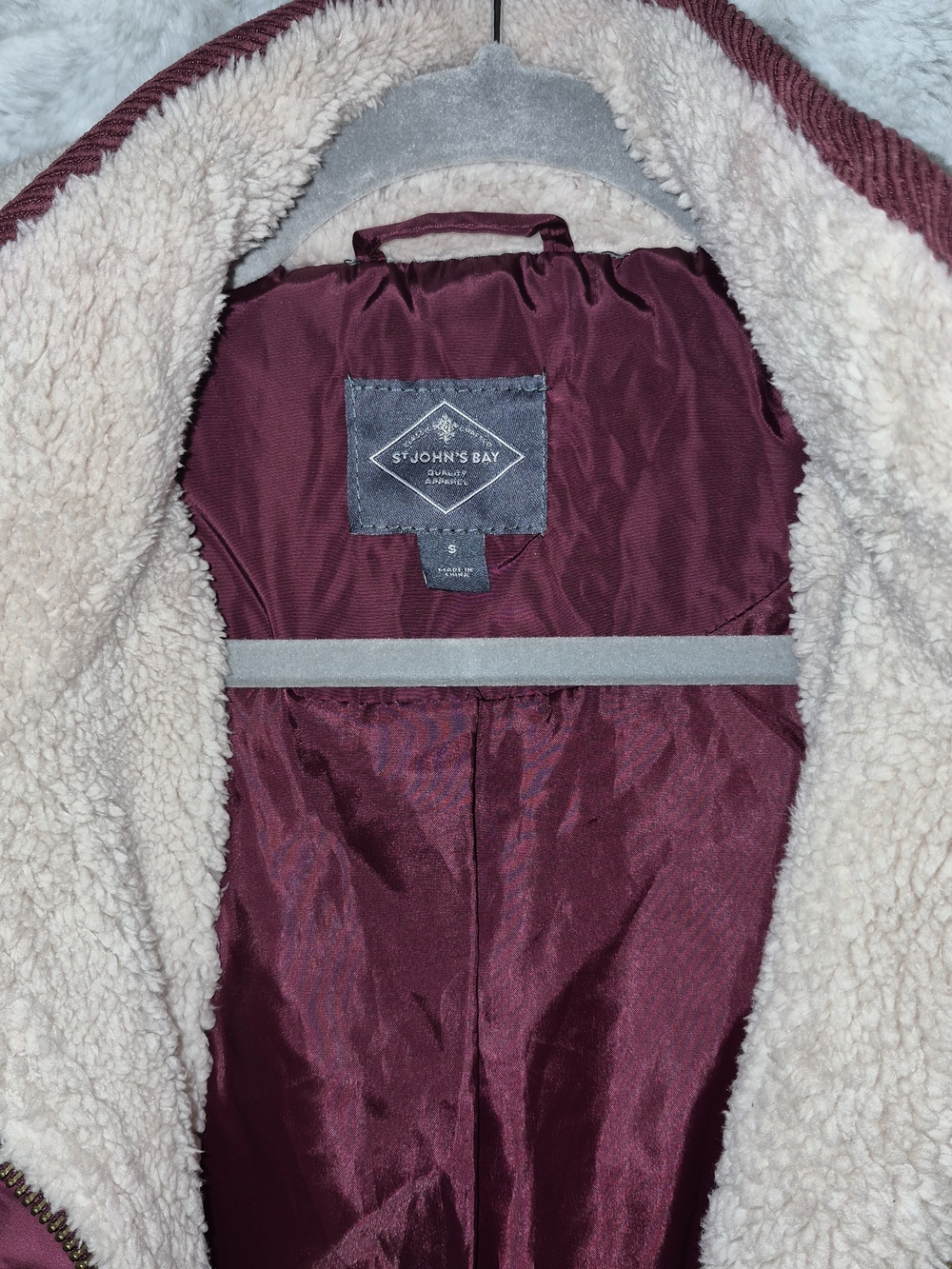 St. John's Bay Burgundy Sherpa-Lined Jacket